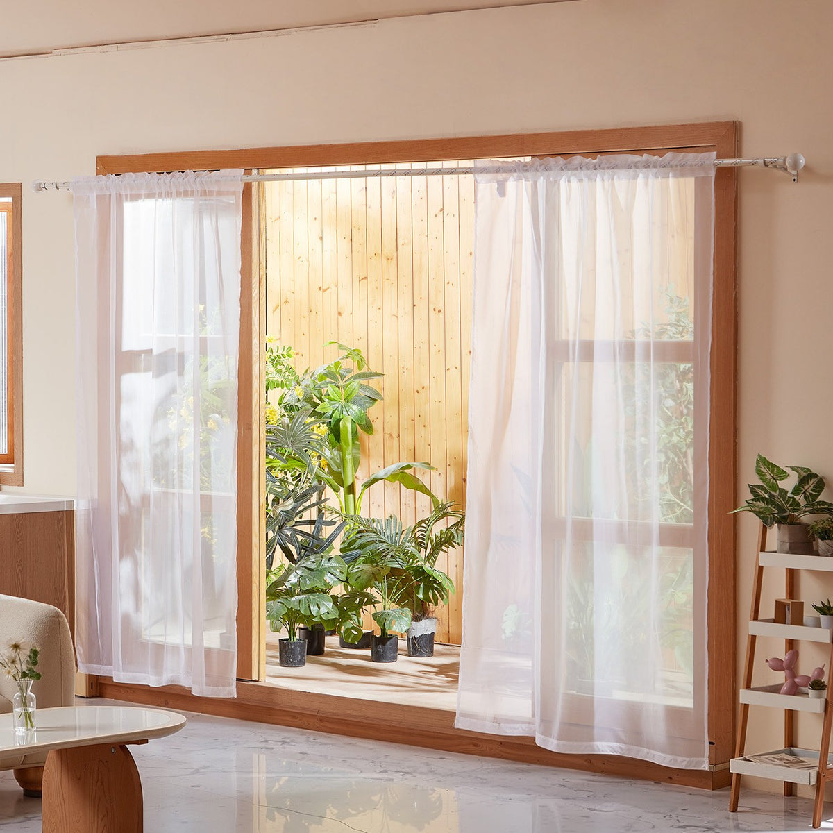 White Sheer Rod Pocket Curtains, 52 x 84-Inch, 2 Panels