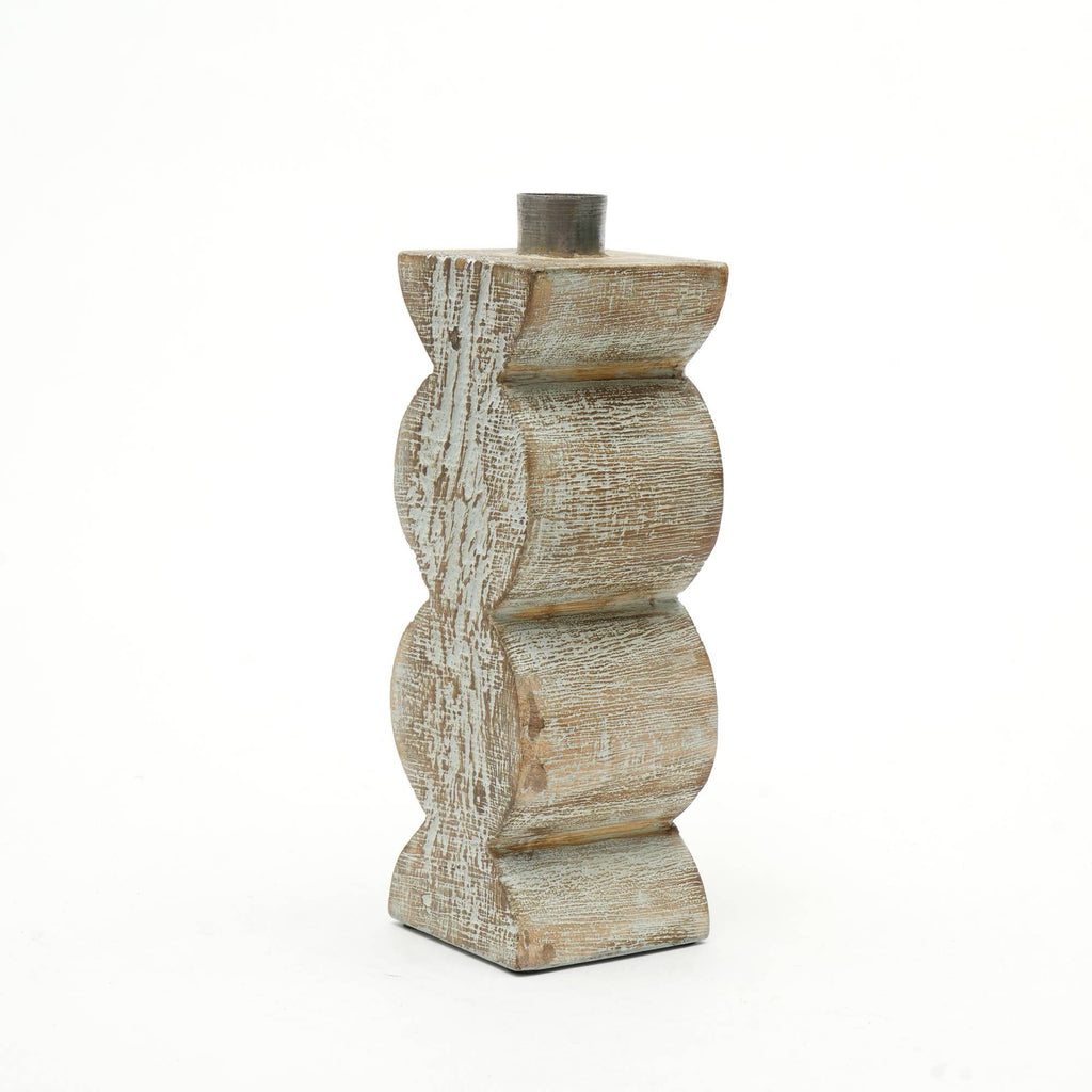 White Wooden Centerpiece Candle Holder, 3 x 9-Inch