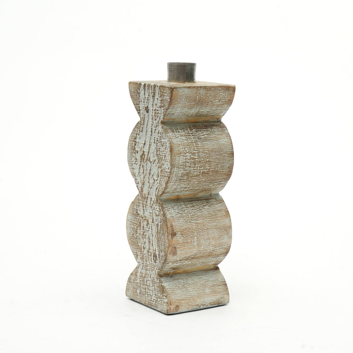 White Wooden Centerpiece Candle Holder, 3 x 9-Inch