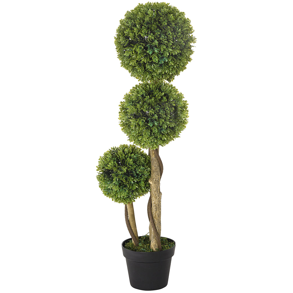 35.5-Inch Artificial Ball Boxwood Topiary, Light Green