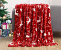 Burgundy Reindeer Velvet Fleece Christmas Throw, 50 x 60-Inch