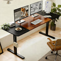 Electric Standing Desk, 55 in, Black and Brown