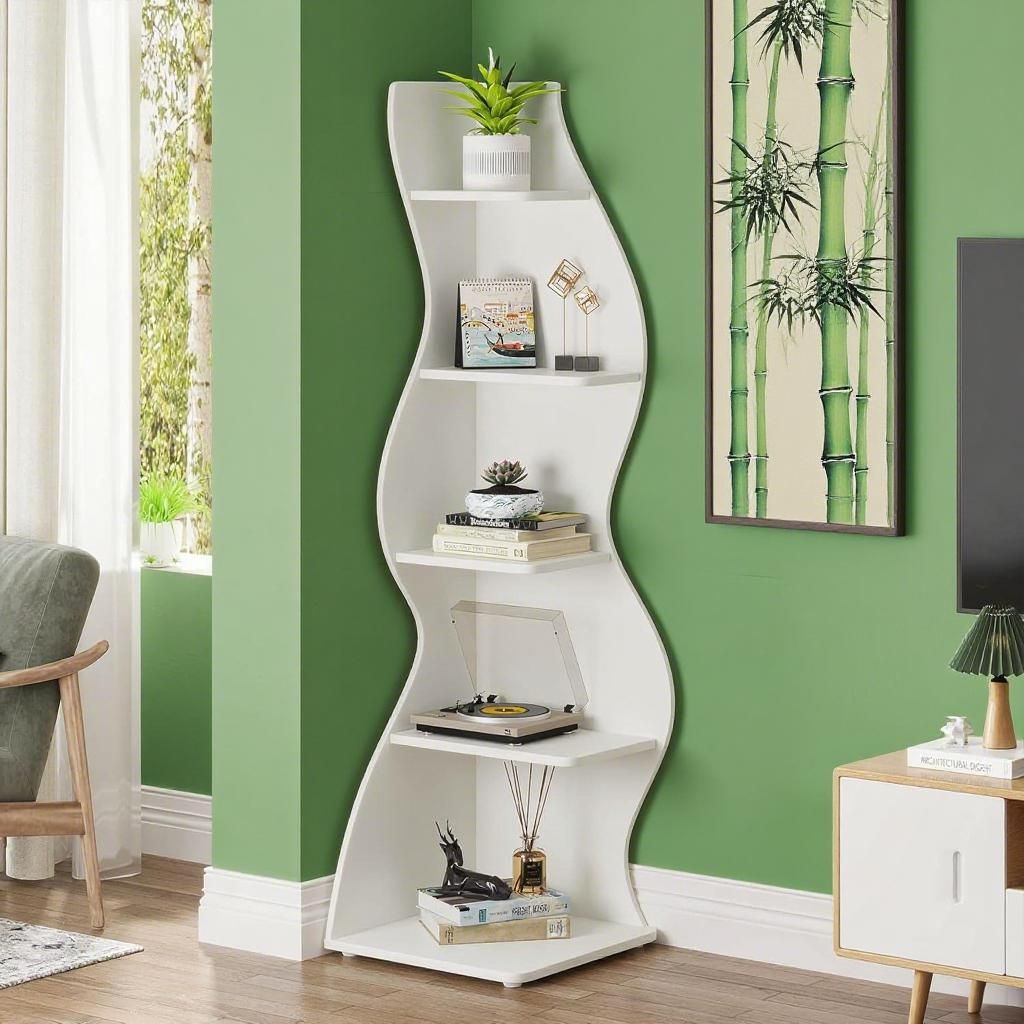 Corner Bookshelf, White