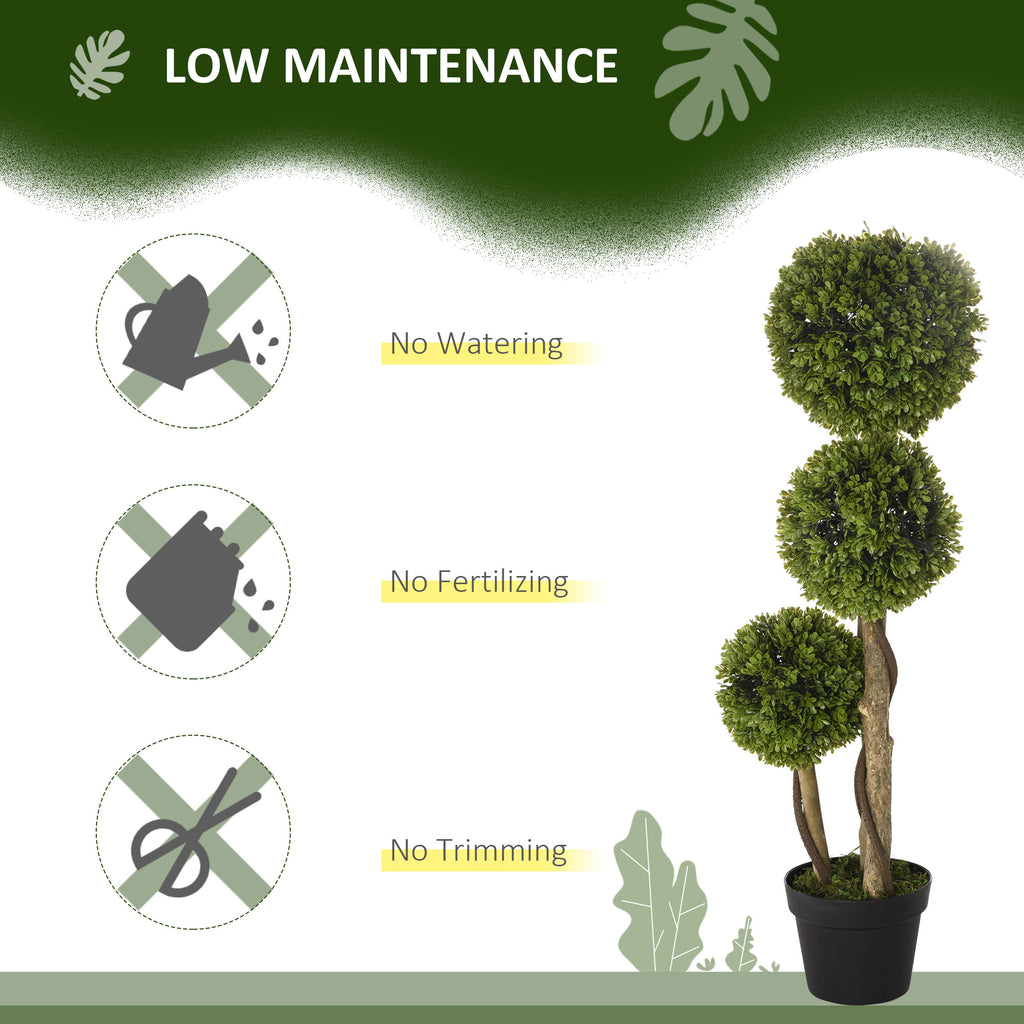 35.5-Inch Artificial Ball Boxwood Topiary, Light Green