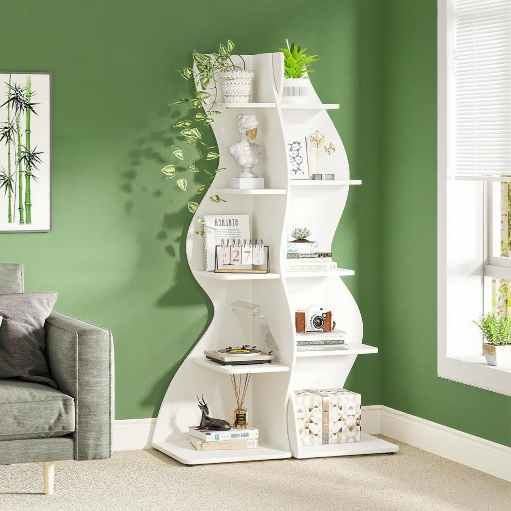 Corner Bookshelf, White