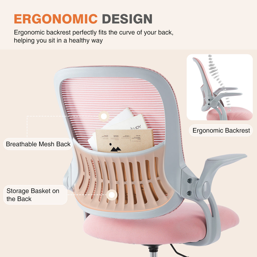 Tall Drafting Office Chair with Foot Ring, Pink