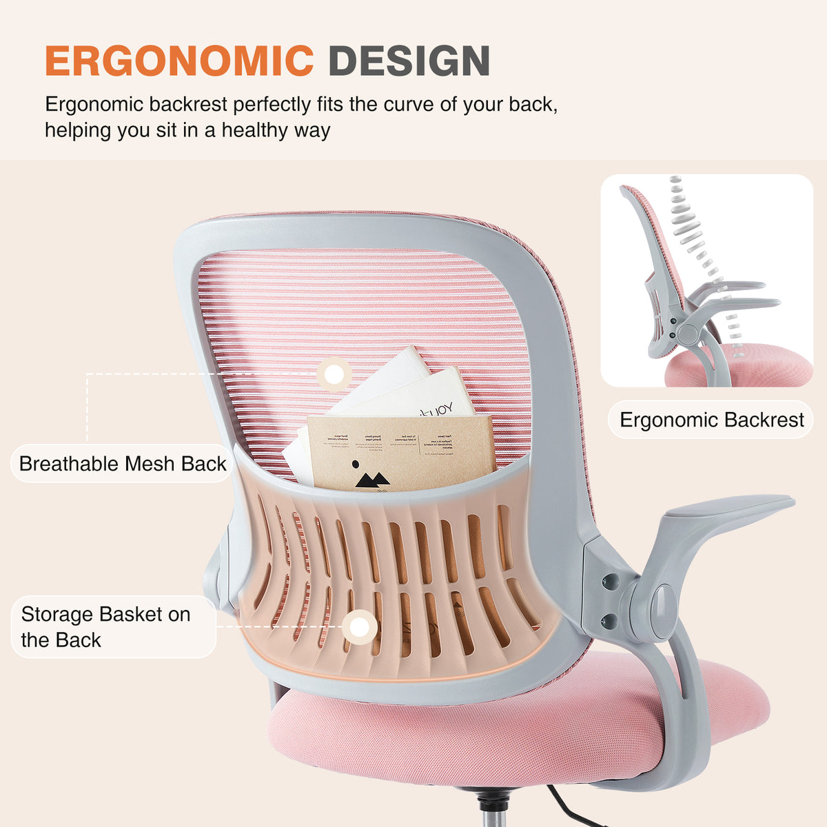 Tall Drafting Office Chair with Foot Ring, Pink