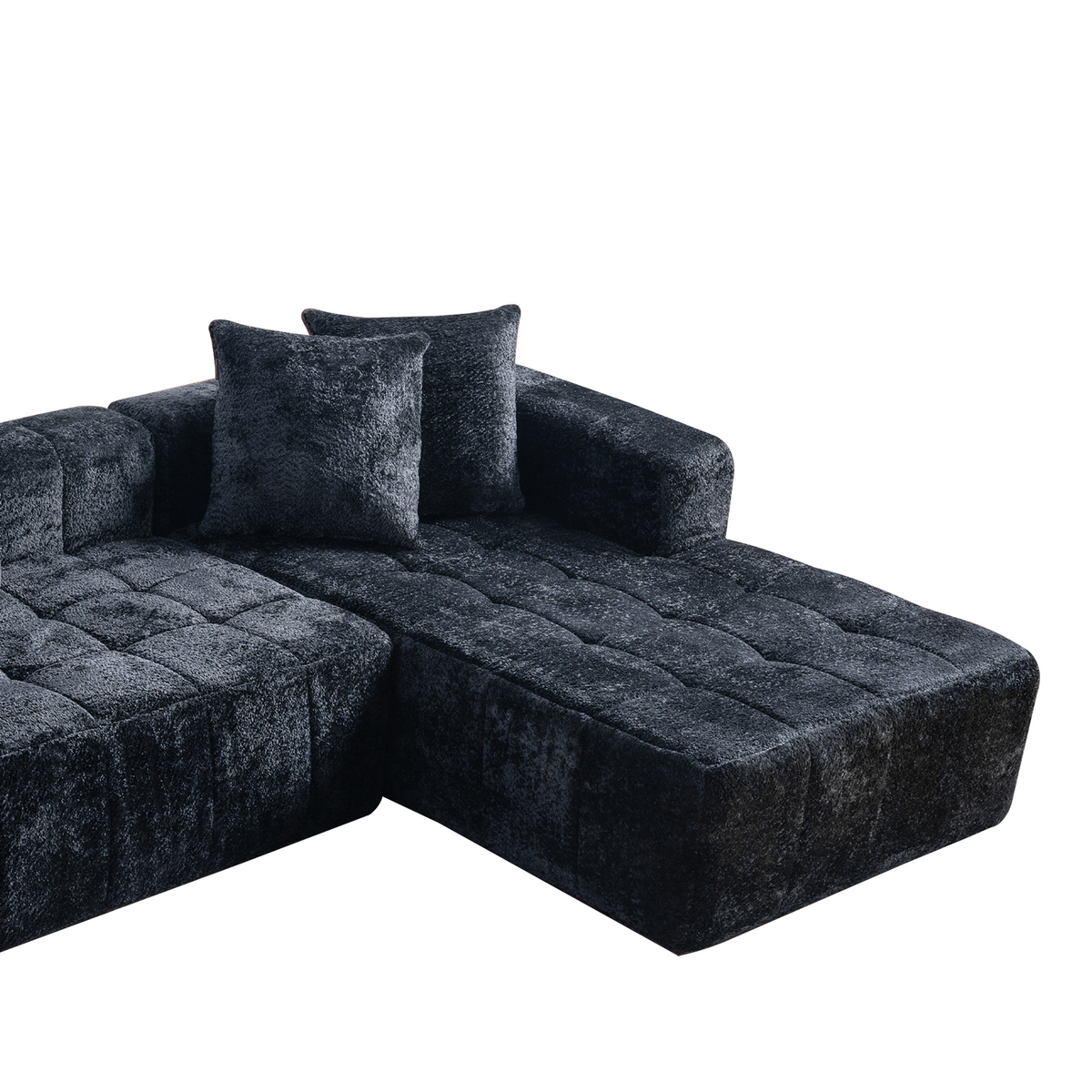 107.9-Inch Cloud Modular Sectional with Chaise, Black