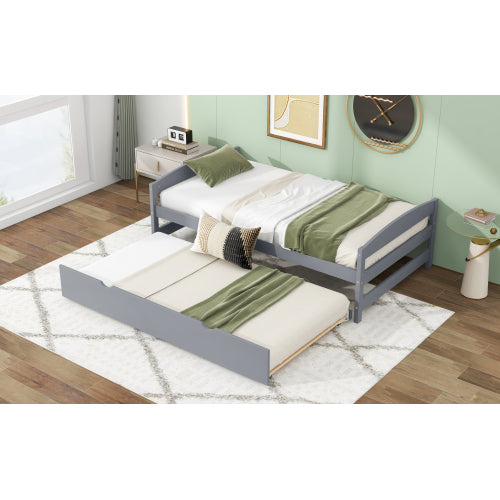 Twin Platform Bed with Trundle, Gray