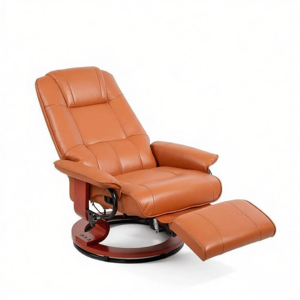 Swivel Recliner with Footrest, Light Brown