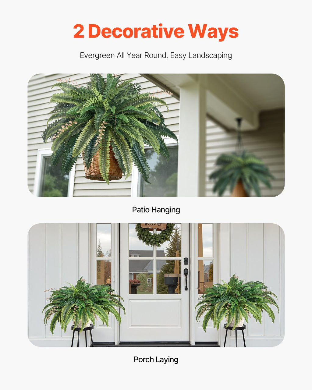 Artificial Hanging Boston Fern, 37 to 41-Inch Spread