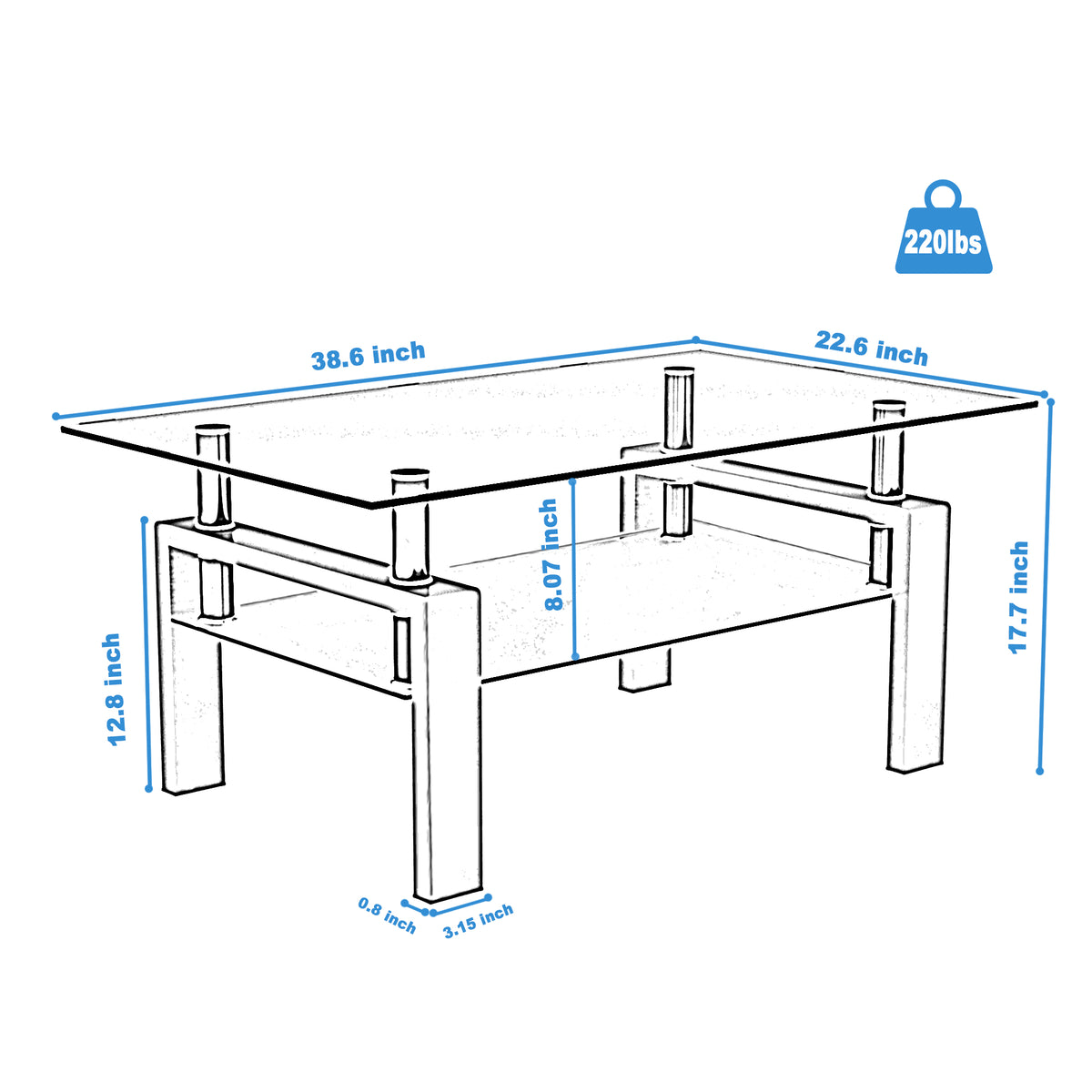 Black Glass Coffee Table, Rectangular