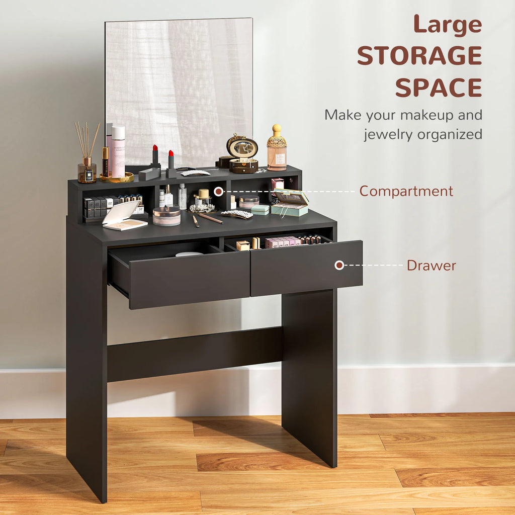 Makeup Vanity Desk with Mirror and Drawers, Black