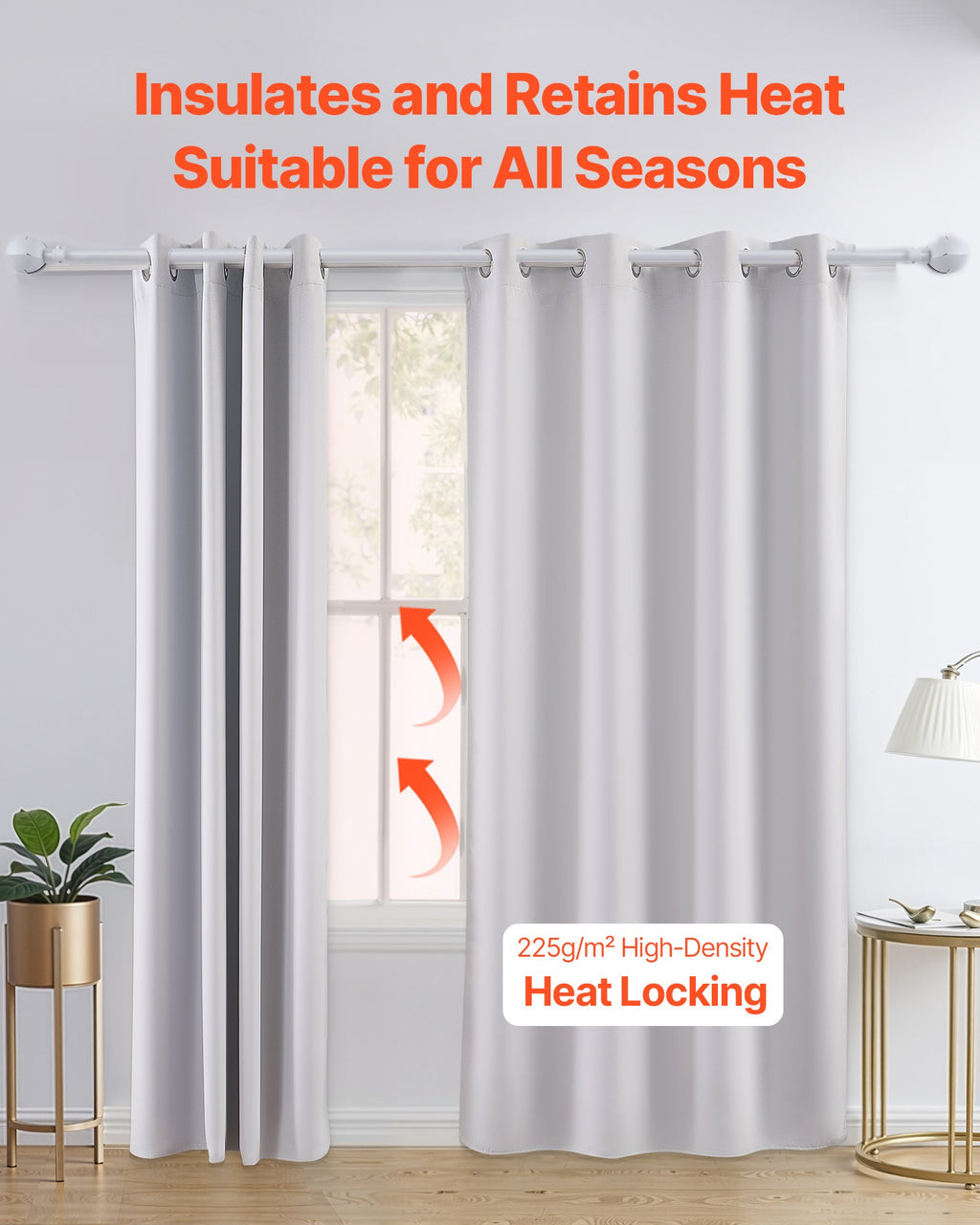 White Room Darkening Grommet Curtains, 52 x 84-Inch, 2 Panels