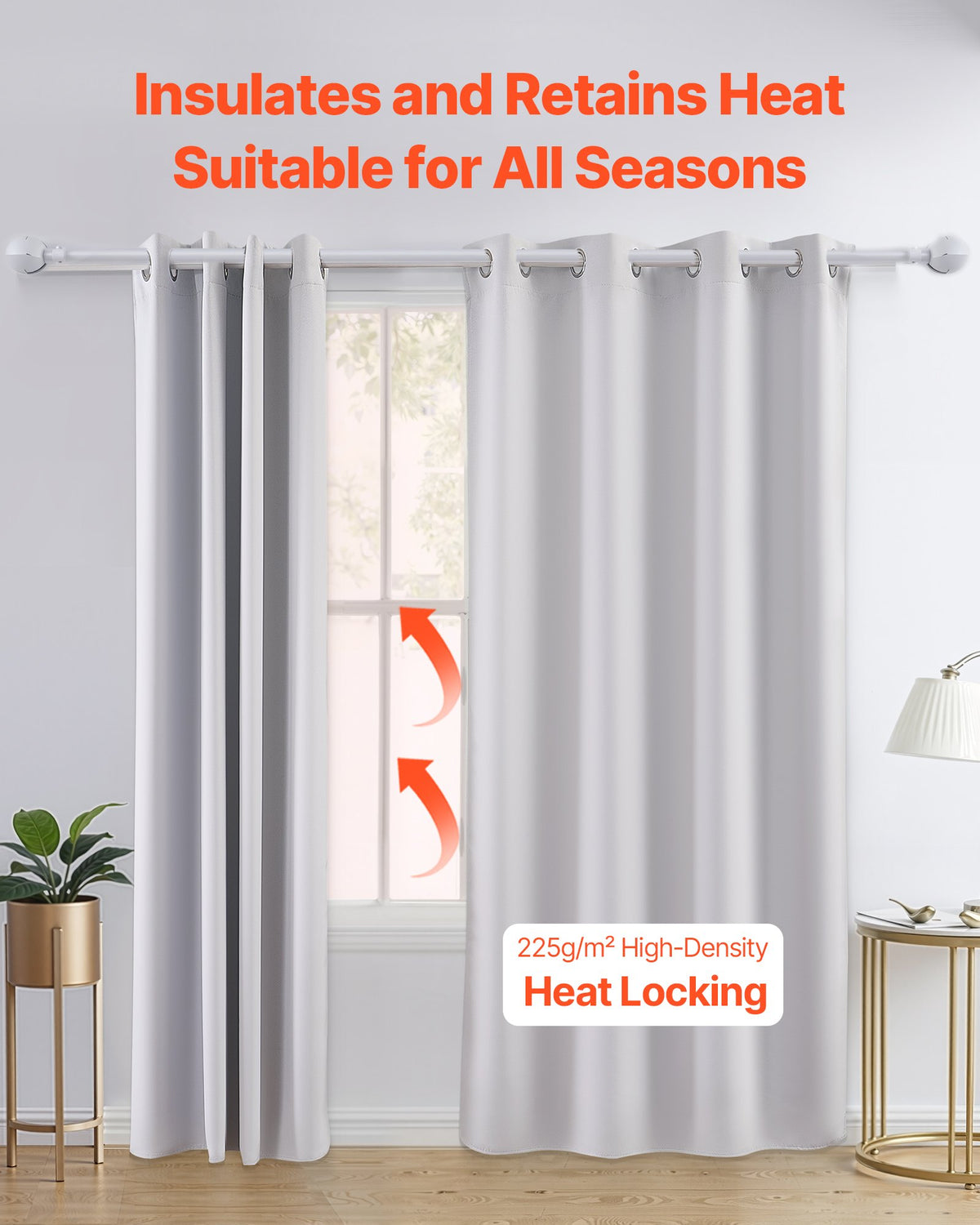 White Room Darkening Grommet Curtains, 52 x 84-Inch, 2 Panels