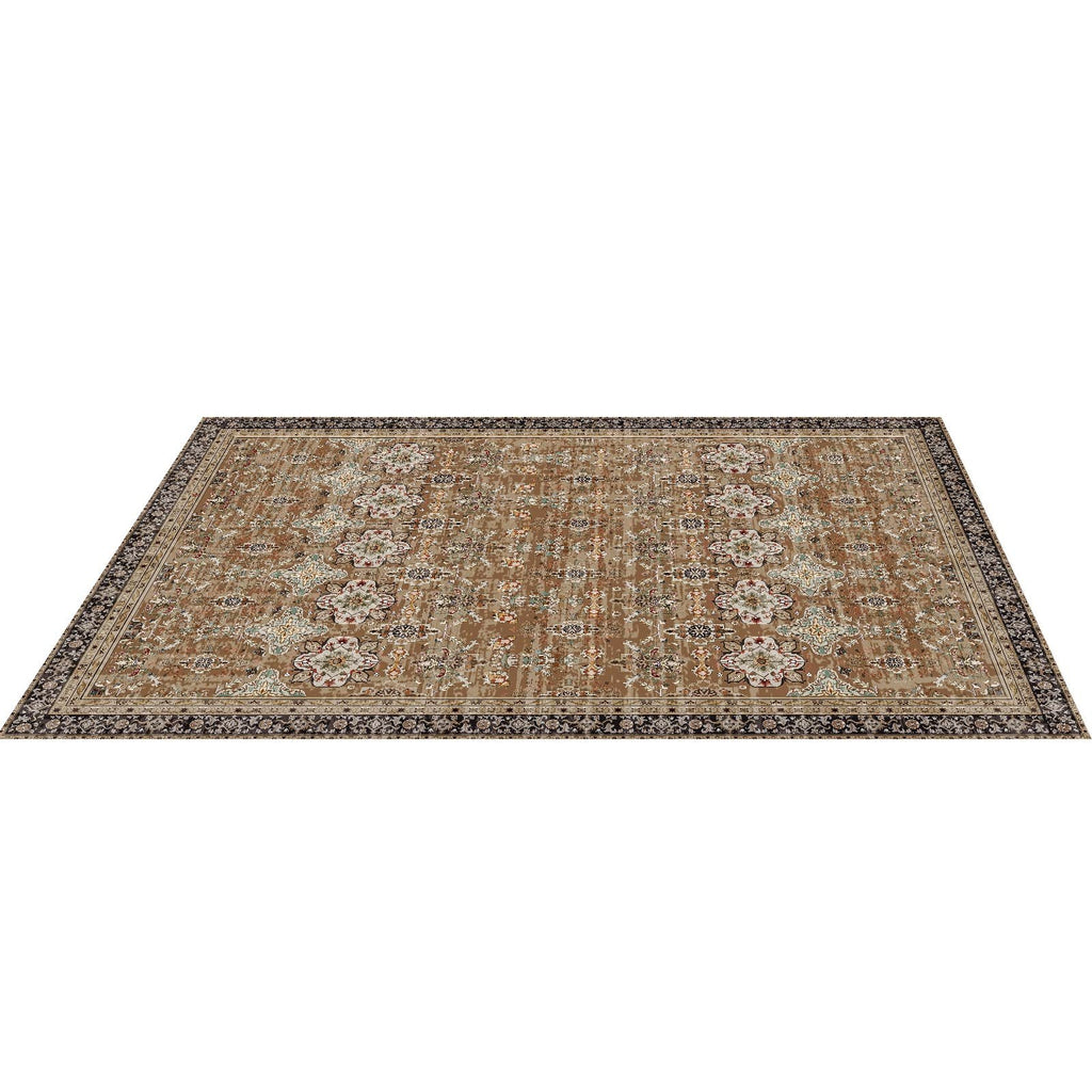 Washable Vintage Area Rug, 9 x 12 ft, Brown Green