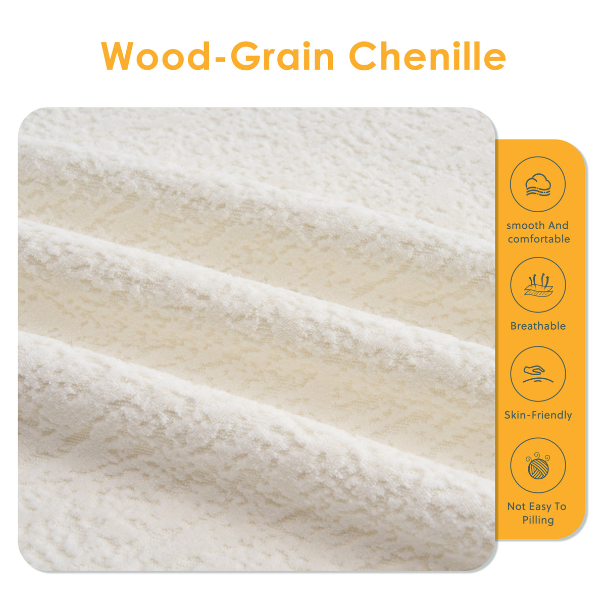 110-Inch Curved Chenille Compression Sectional, White