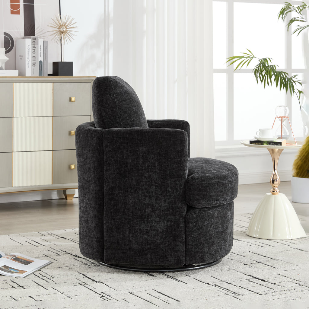 360° Swivel Barrel Chair, Black