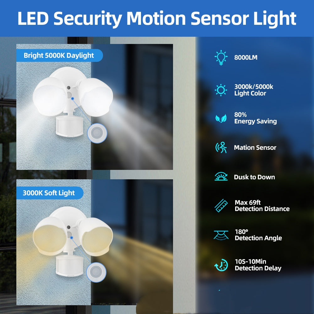 LED Motion Sensor Security Flood Light, 15W