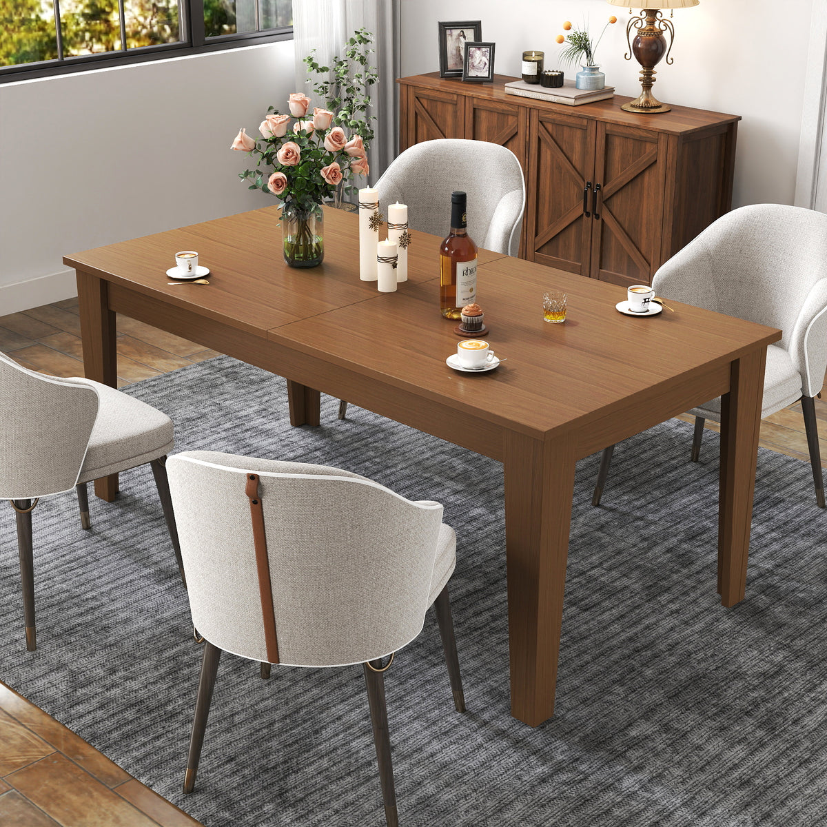 106.3-Inch Extendable Dining Table, Oak