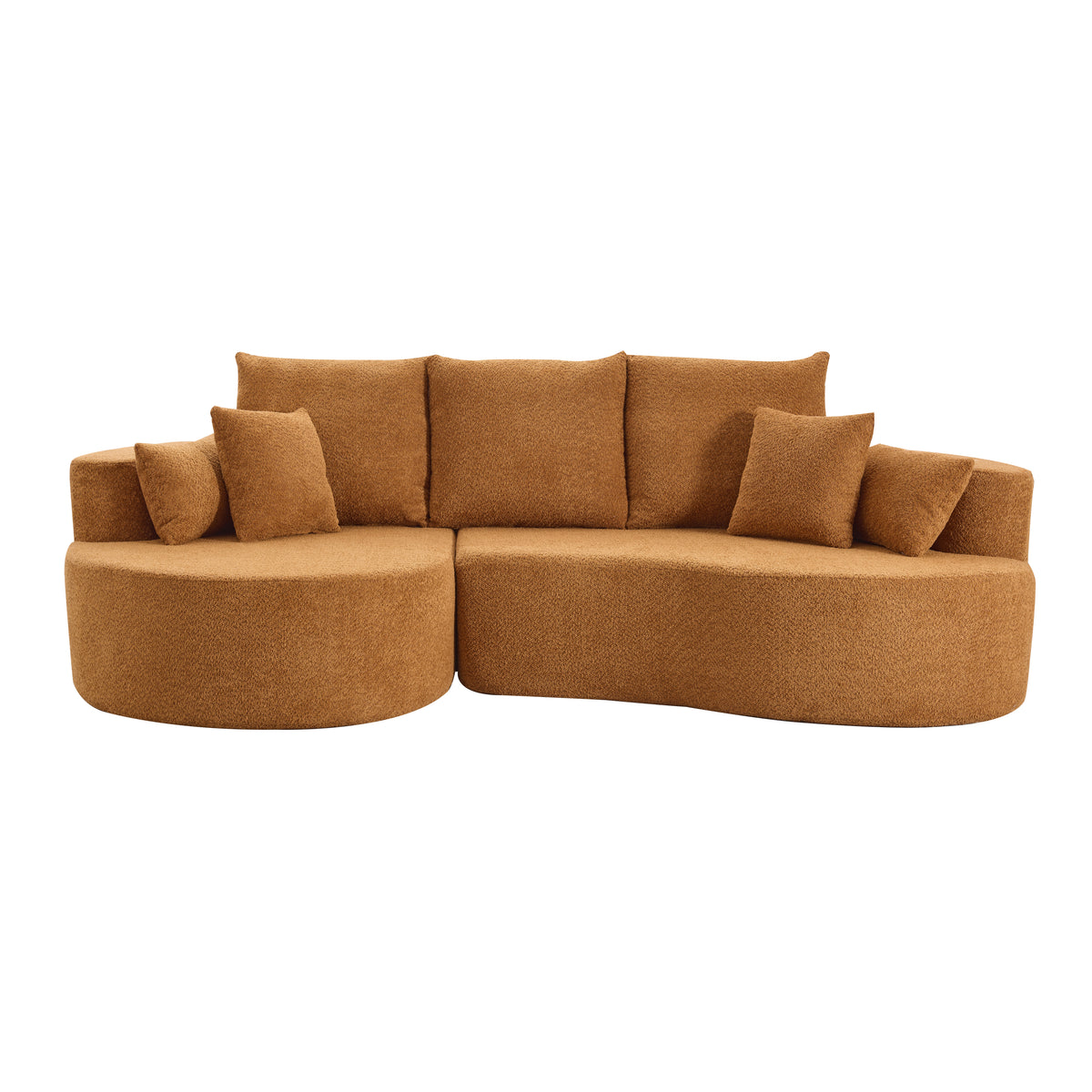106-Inch Boucle Curved Cloud Sectional with Chaise, Camel