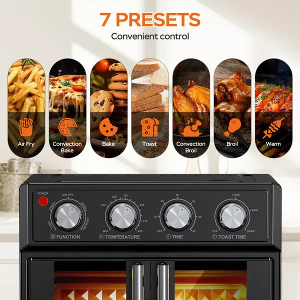 French Door Air Fryer Toaster Oven, 29.5 Qt, Black