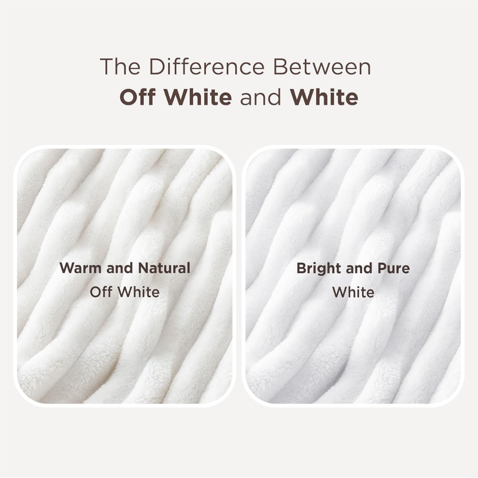 Cozy Fleece Throw Blanket, Off White, 50 x 60-Inch
