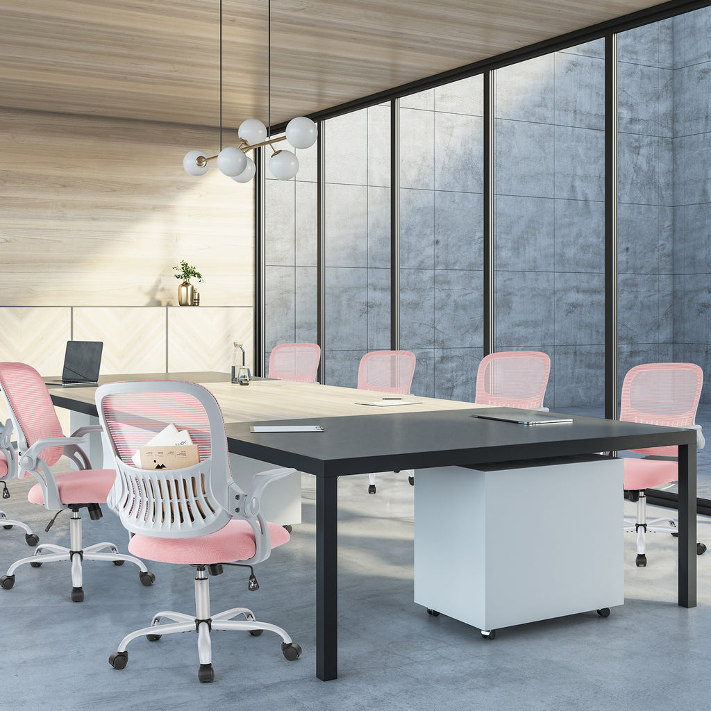 Tall Drafting Office Chair with Foot Ring, Pink