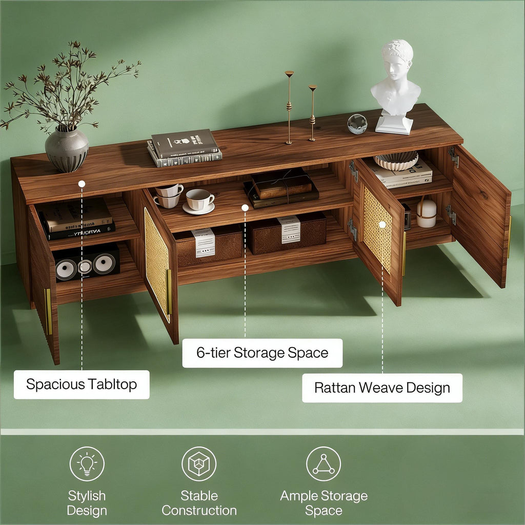 Entertainment Center TV Stand, Rustic Brown