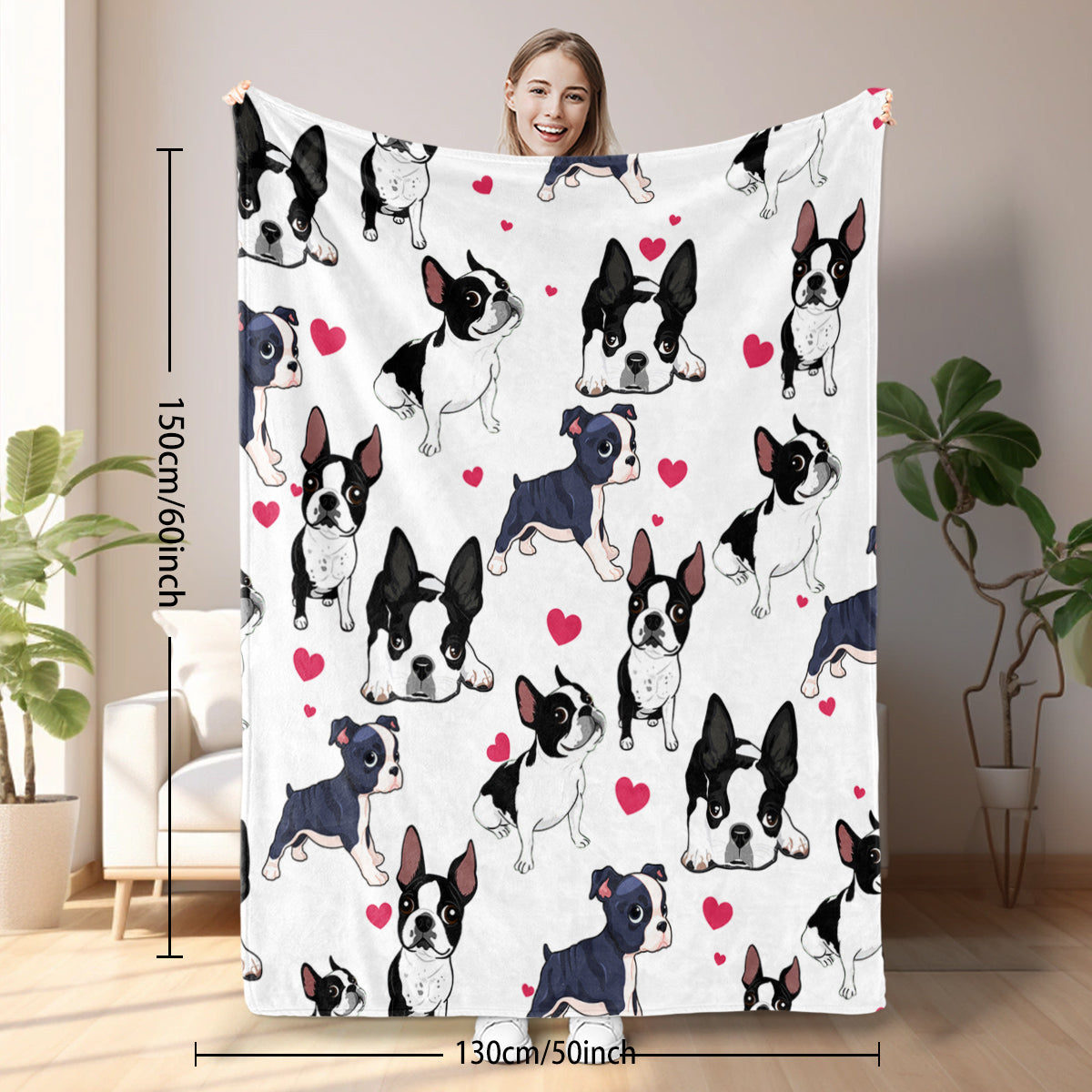 Fleece Dog Throw Blanket, 50 x 60-Inch