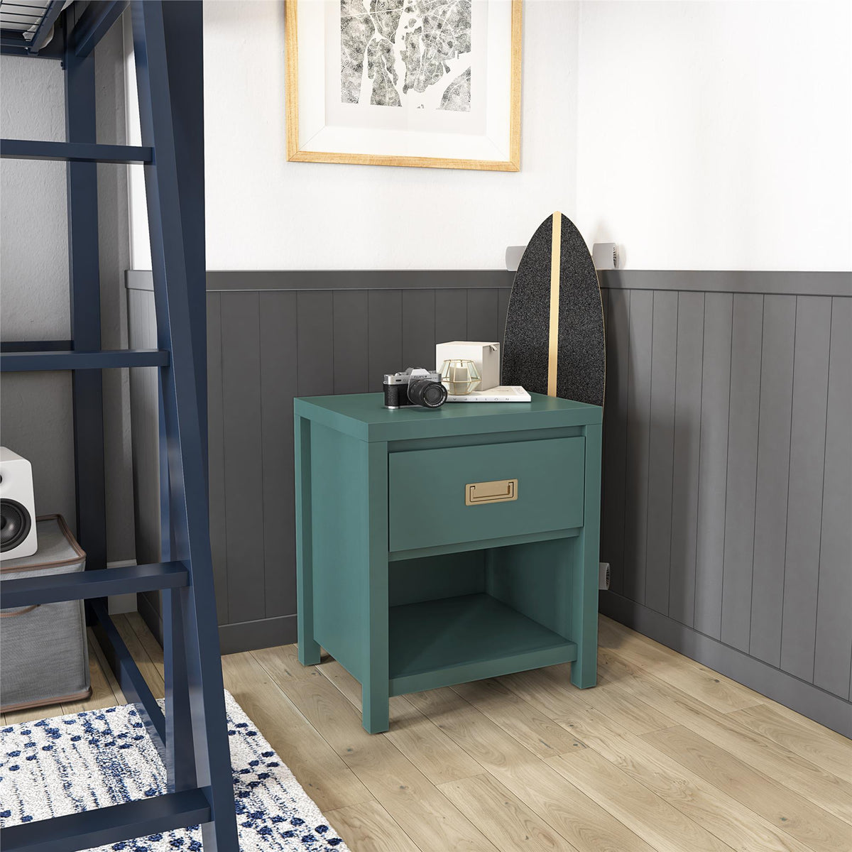 1-Drawer Nightstand, Green