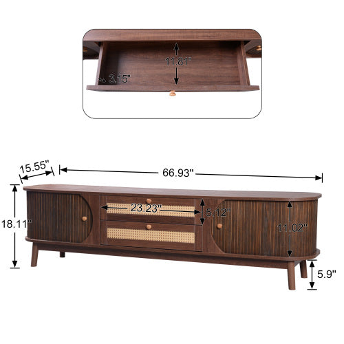 Rattan TV Stand for TVs up to 75 in