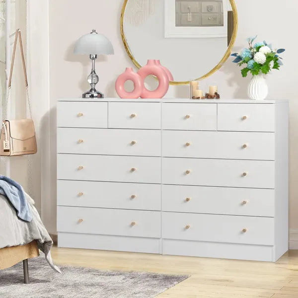 Modern 6-Drawer Dresser, White