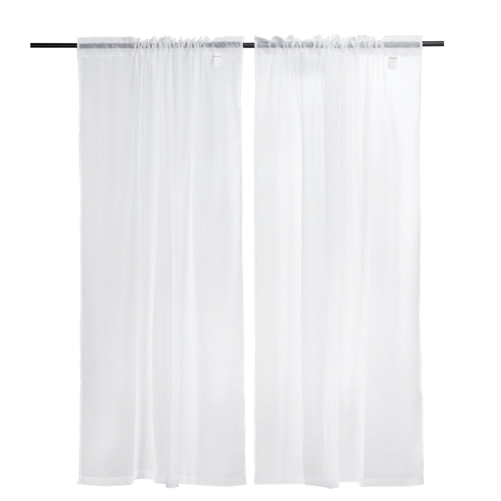 White Sheer Rod Pocket Curtains, 52 x 84-Inch, 2 Panels