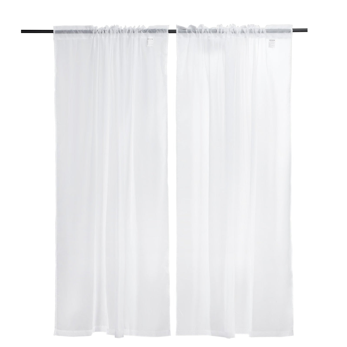 White Sheer Rod Pocket Curtains, 52 x 84-Inch, 2 Panels