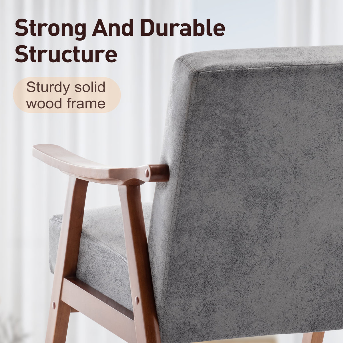Mid-Century Wingback Accent Chair, Grey