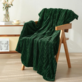 Dark Green Grid Fleece Throw Blanket, 50 x 60-Inch