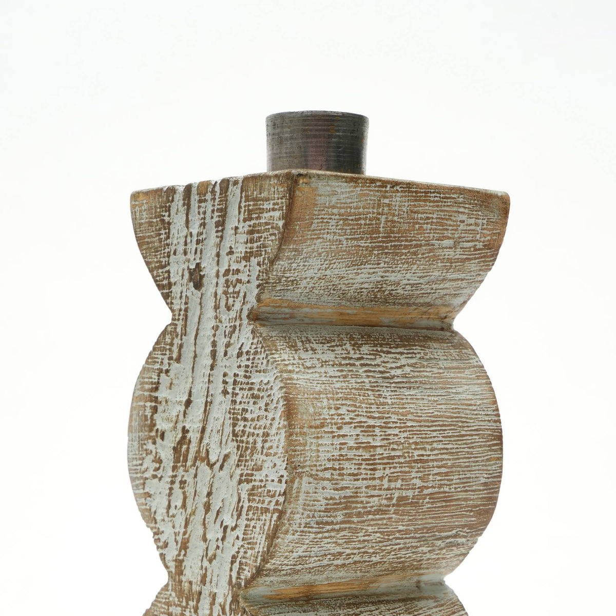 White Wooden Centerpiece Candle Holder, 3 x 9-Inch