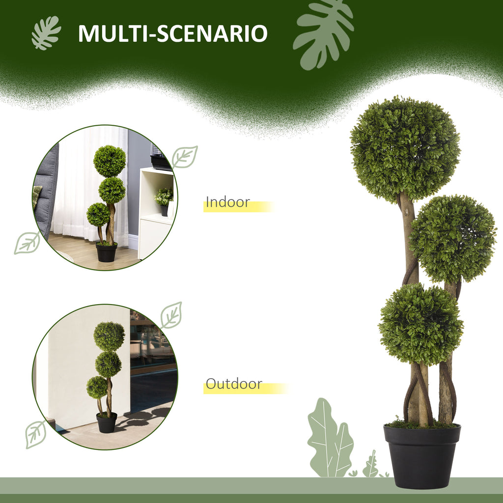 35.5-Inch Artificial Ball Boxwood Topiary, Light Green