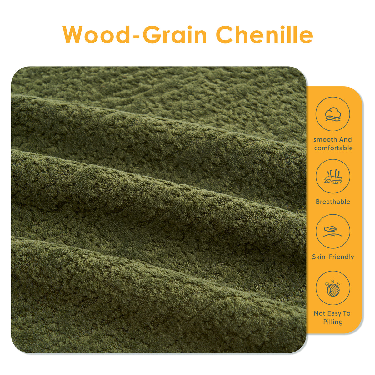110-Inch Curved Chenille Compression Sectional, Green