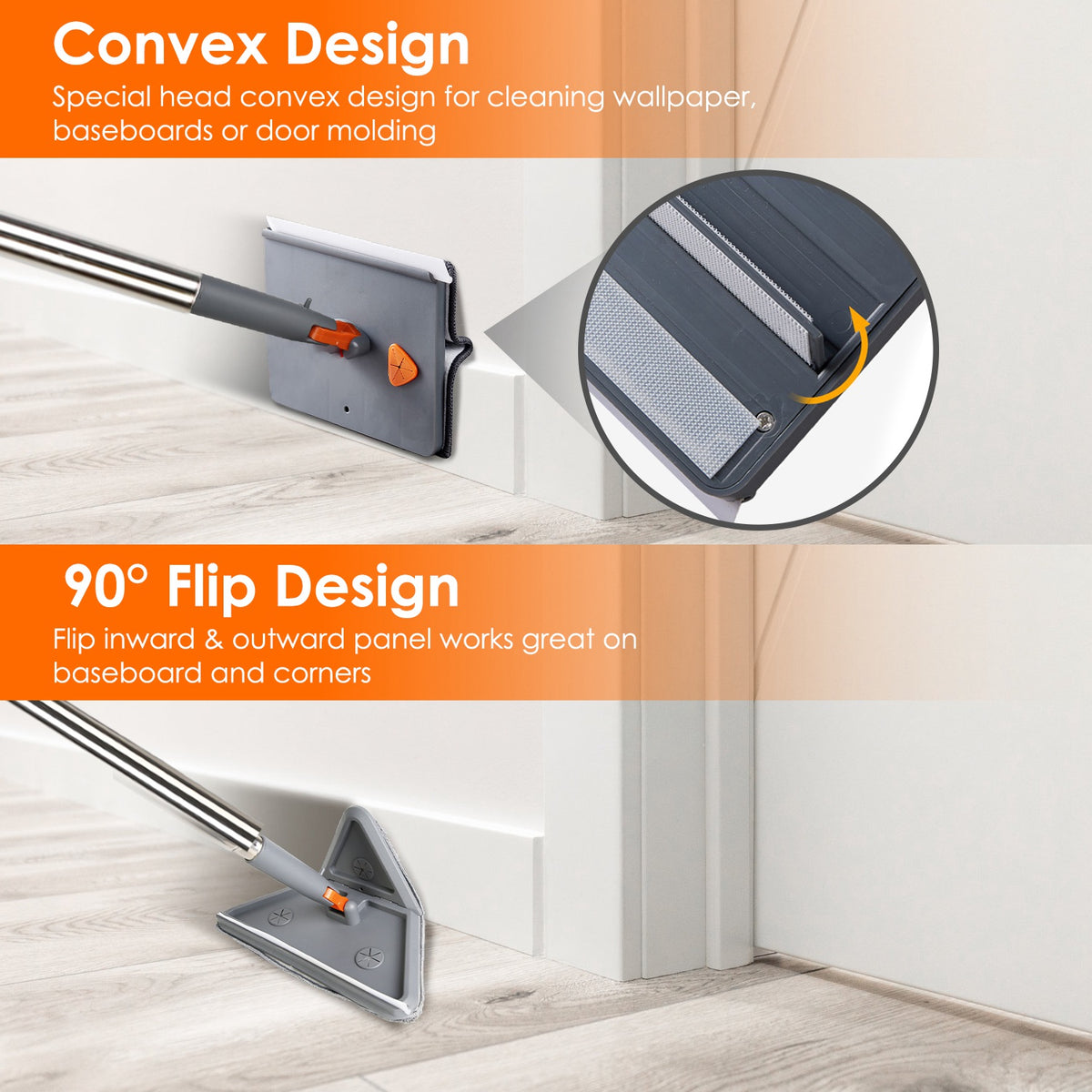 2-in-1 Baseboard and Wall Cleaning Mop