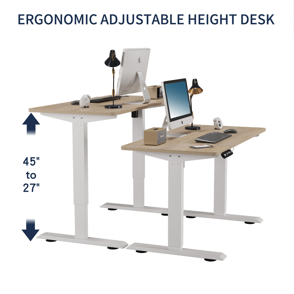 Electric Standing Desk, 55 in, Oak