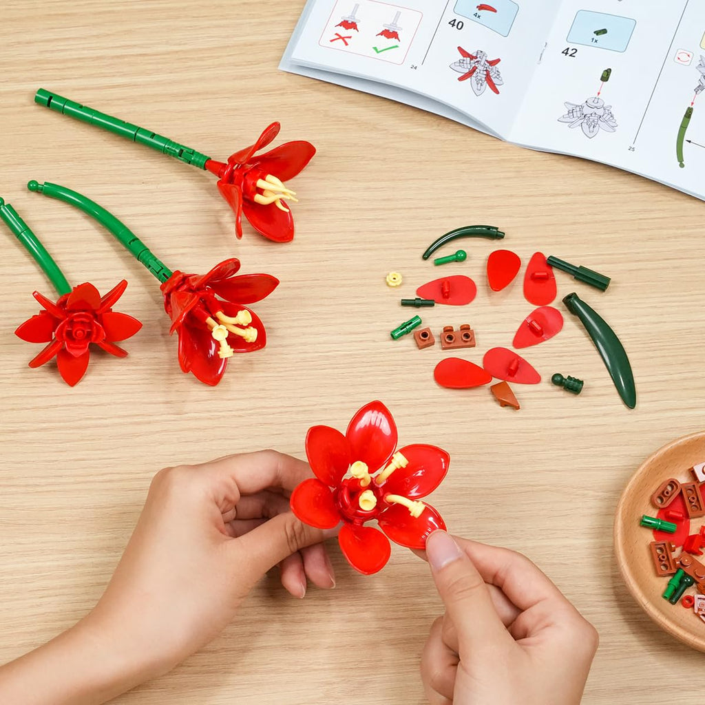 Amaryllis Flower Bonsai Building Set, 503 Pieces