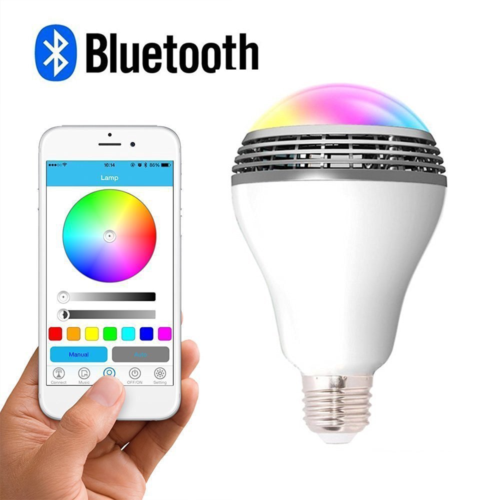LED Bluetooth Speaker Smart Bulb, E27, RGB