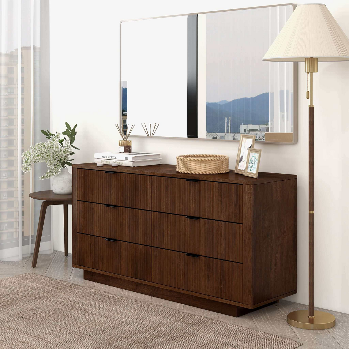 Mid-Century Walnut 6-Drawer Dresser