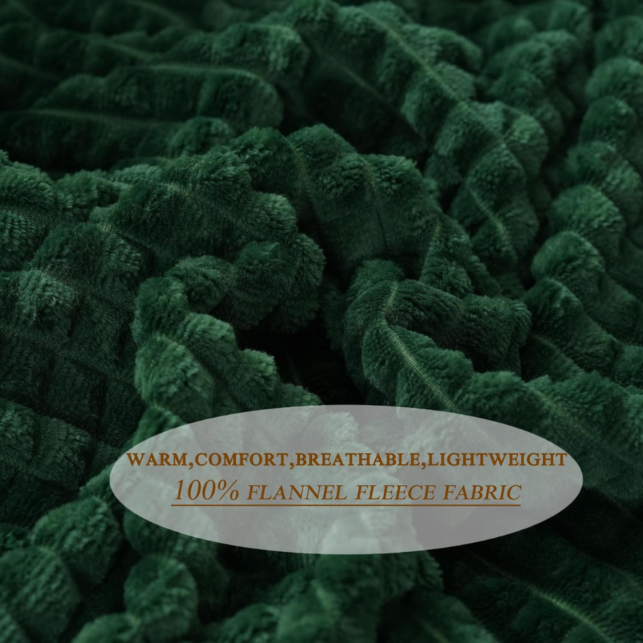 Dark Green Grid Fleece Throw Blanket, 50 x 60-Inch