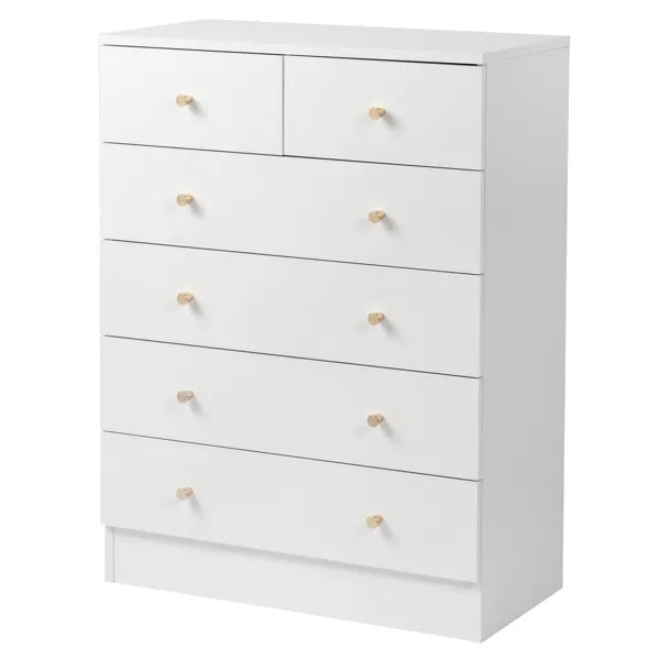 Modern 6-Drawer Dresser, White