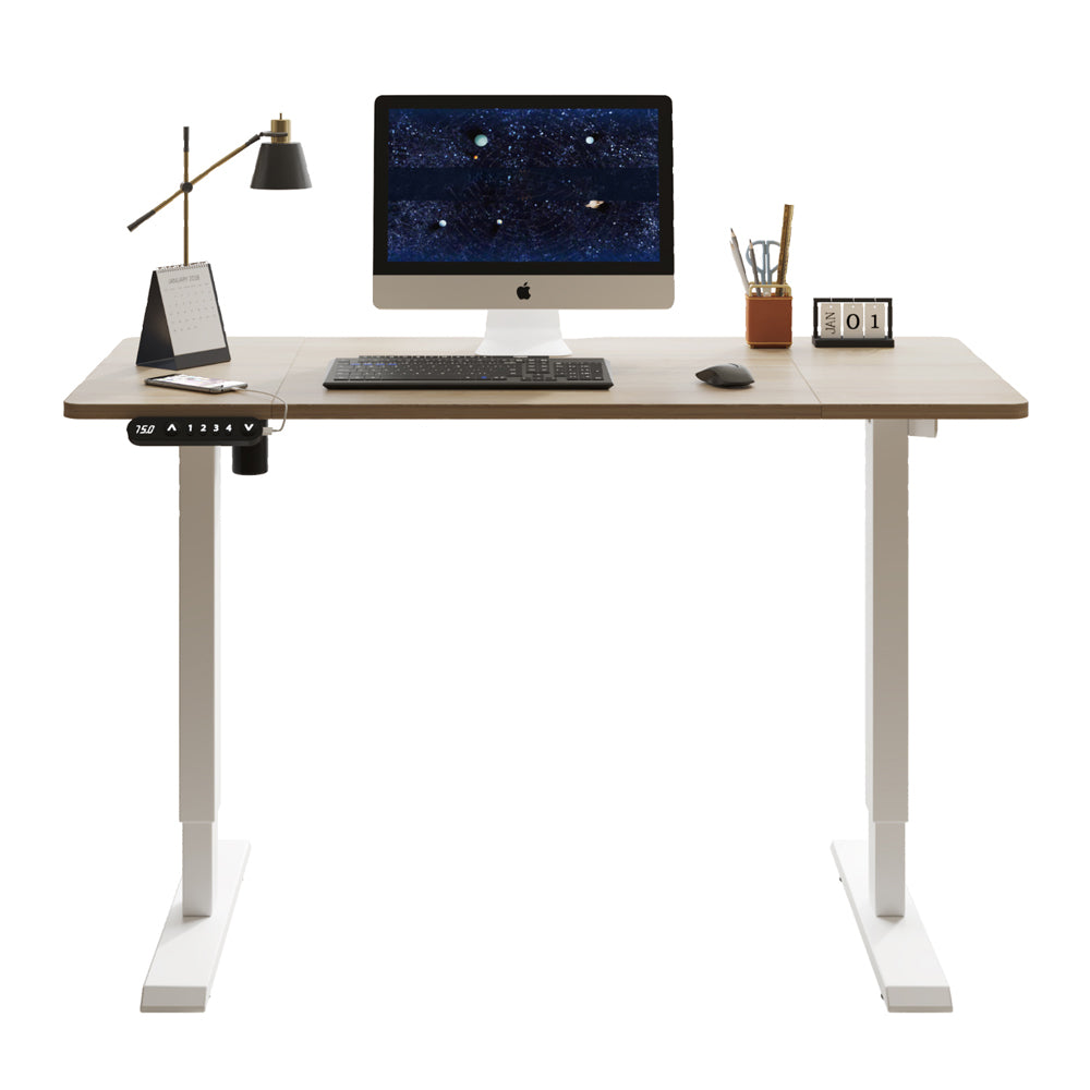 Electric Standing Desk, 55 in, Oak