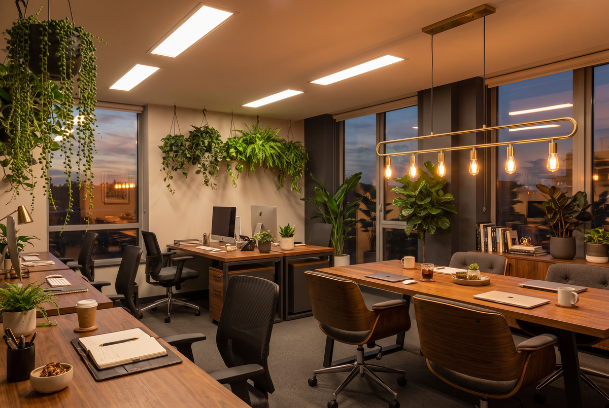 Even, bright light for work spaces