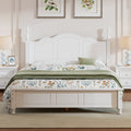 Retro Wood Platform Bed Frame, Queen, White